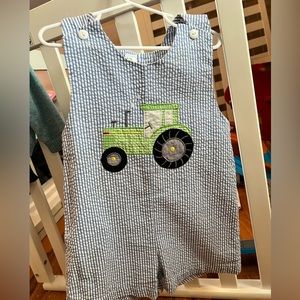 Boys 2t tractor smocked overalls